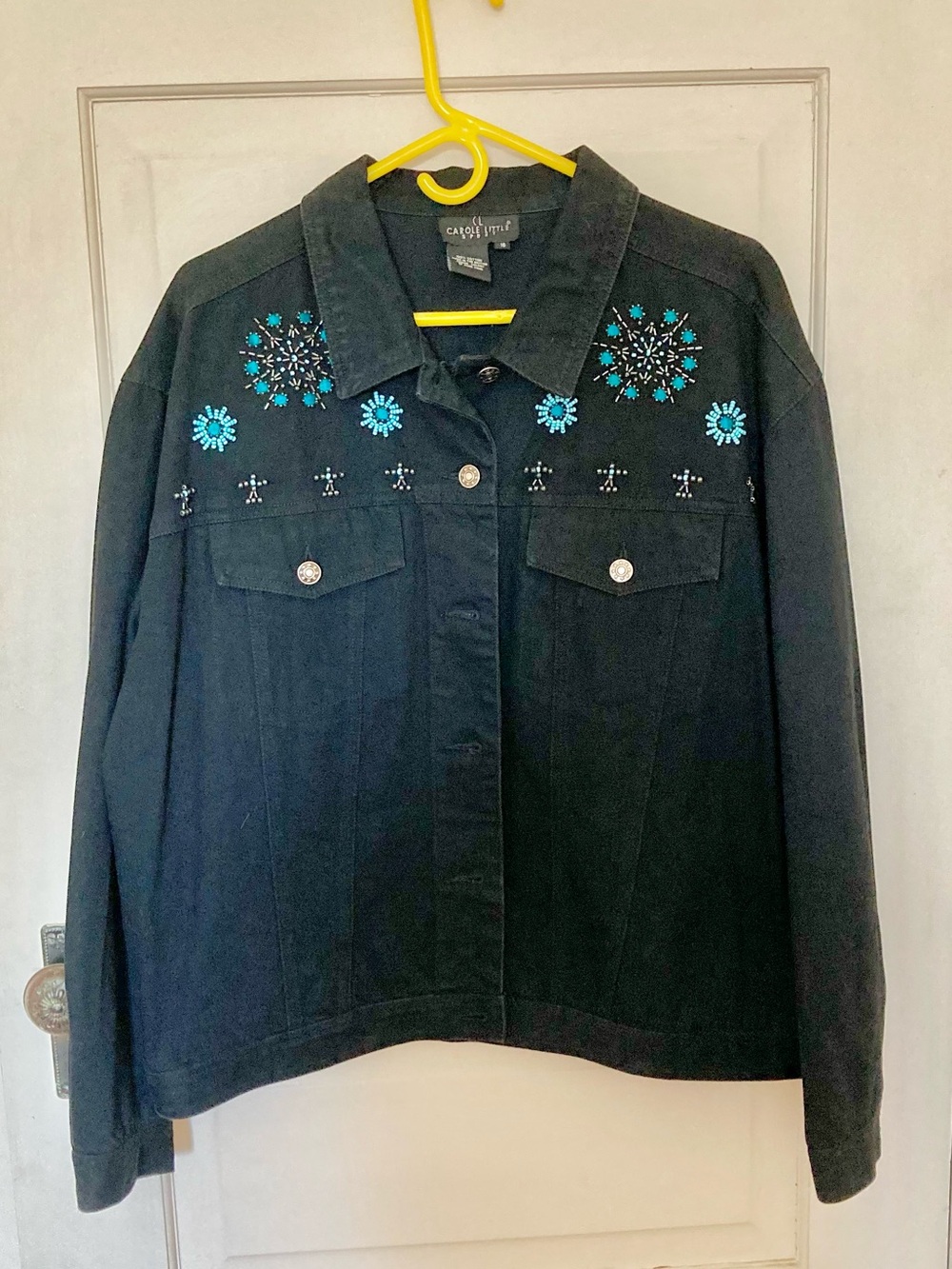 NWOT Carole Little Beaded Trucker Jeans Jacket 16